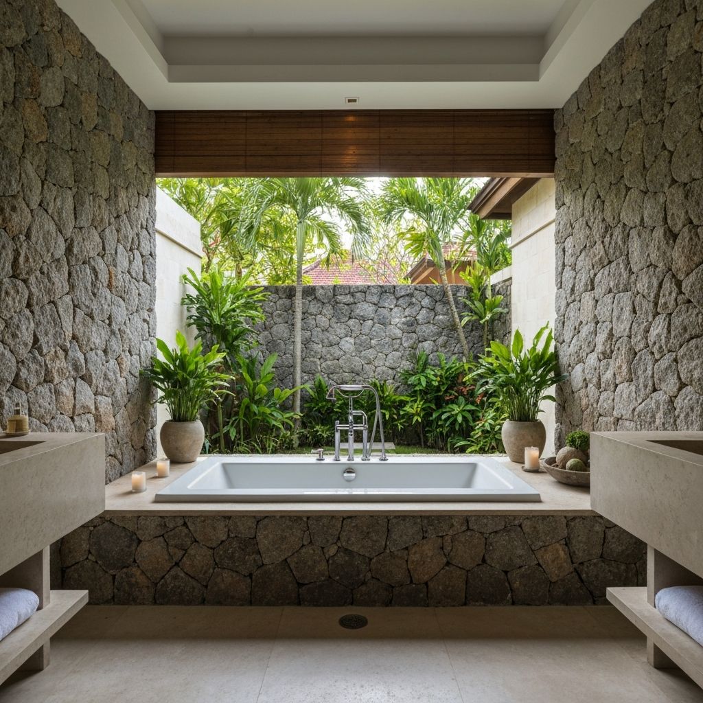 Open-air spa bathroom