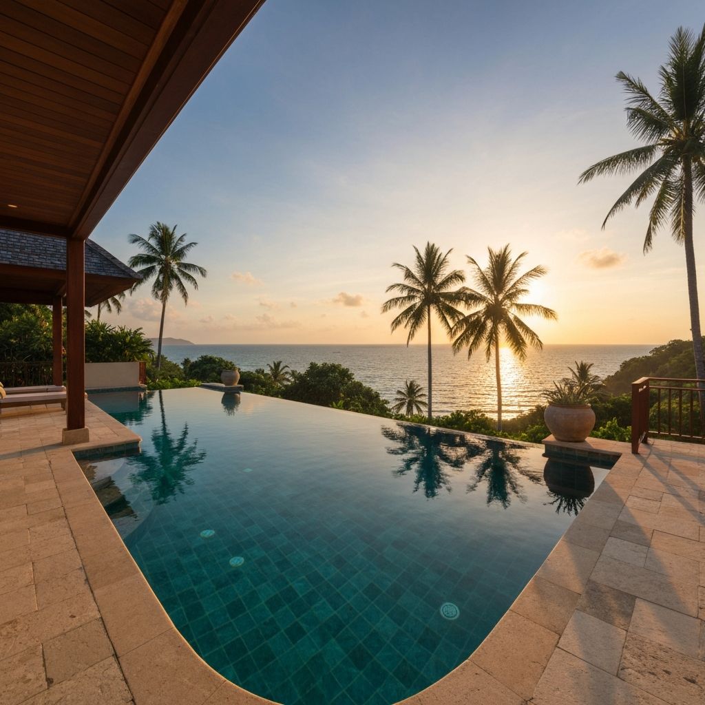 Infinity pool overlooking the ocean at sunset