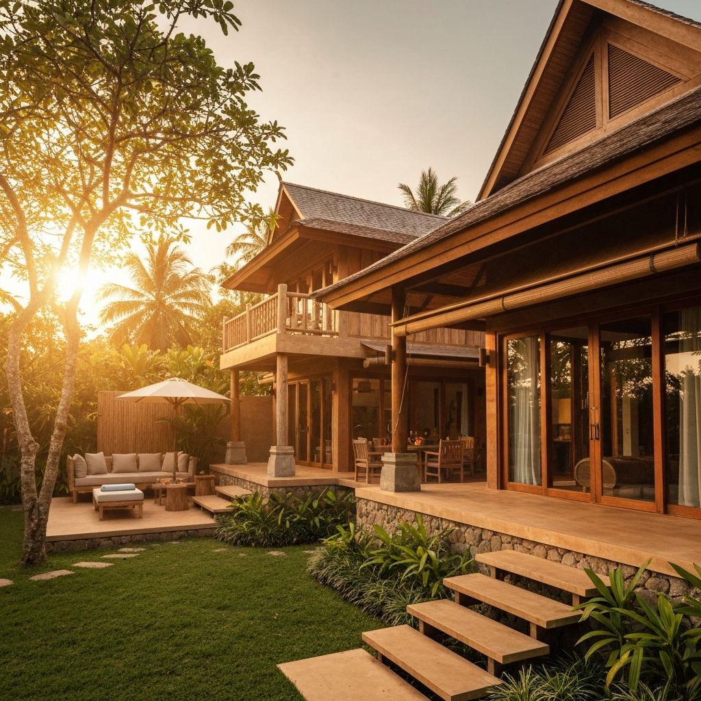 LEELA HEAVEN tropical villa with warm natural materials and lush gardens