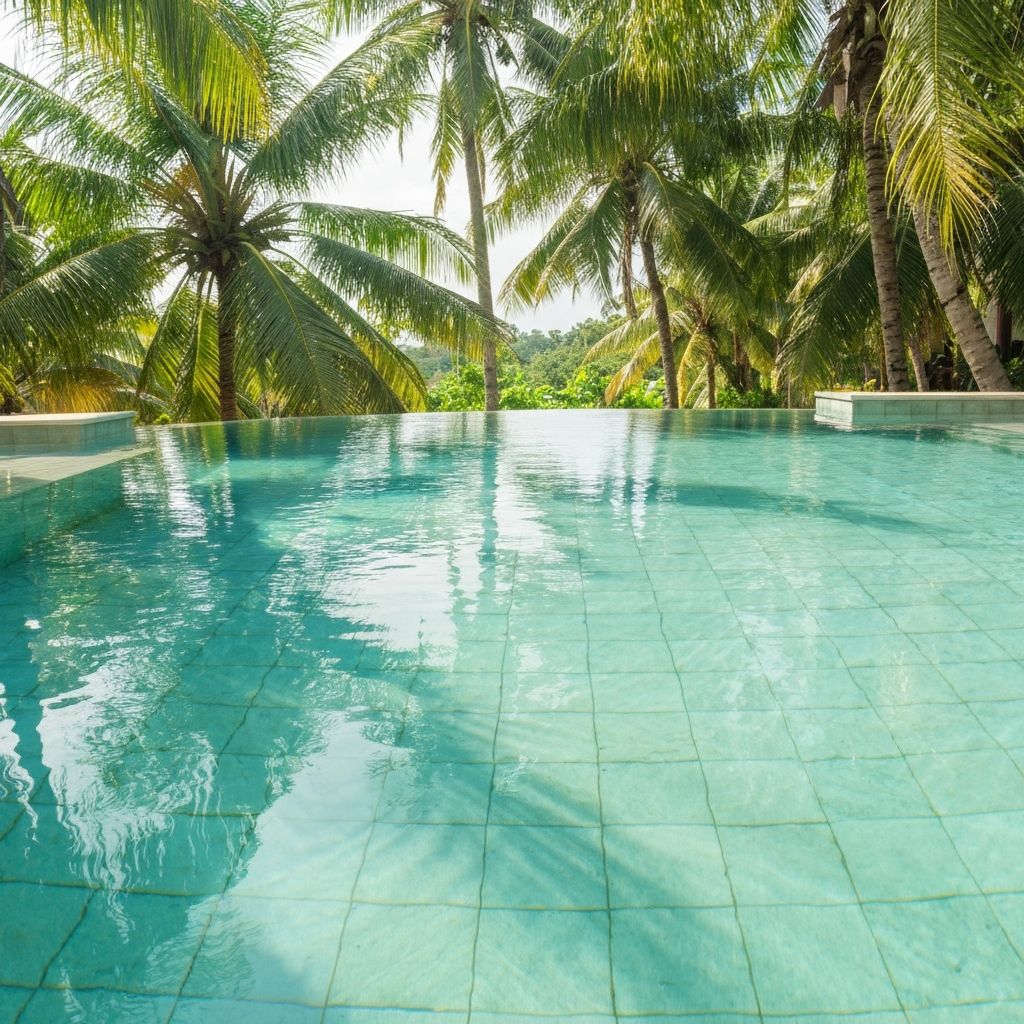 Infinity pool detail at luxury villa
